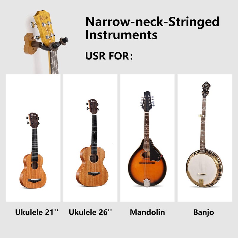 sphaiya Ukulele Wall Mount Hanger Stand 2pack Wooden fits Mandolin Ukele, Banjo Hanger,Ukulele Keeper in Home and Studio,Music Shops, Museums, and Trade Show - Image 5